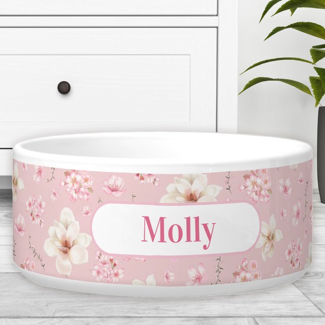 Tigela Sakura Floral Patterno Nome Pink Pet Bowl (Sakura Floral Pattern Spring Name Pink Pet Bowl)