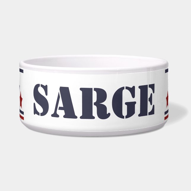 Tigela Sargento Patriotic Dog Bowl | EDITÁVEL (Frente)