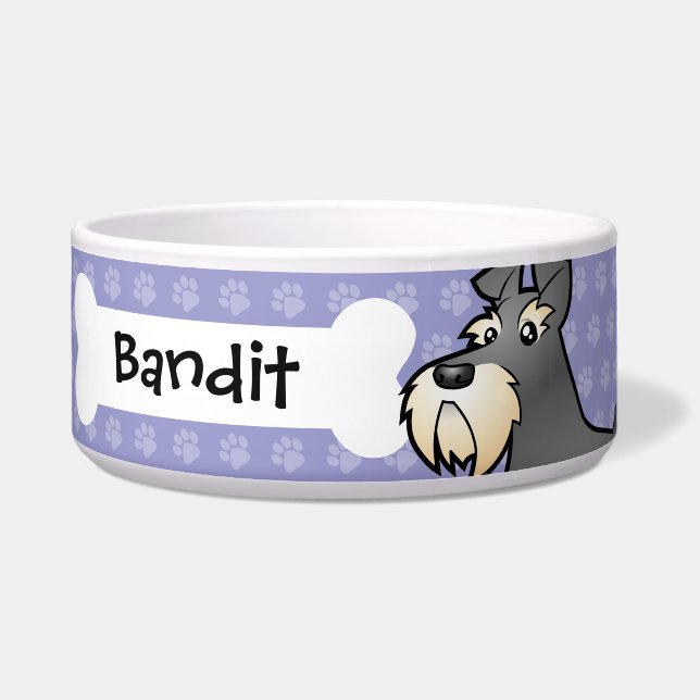 Tigela Schnauzer gigante/padrão/diminuto dos desenhos (Frente)