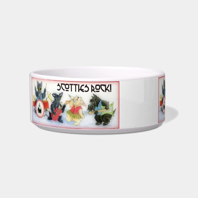 Tigela Scotties Rock Cerâmica Dog Bowl - Personalizável (Esquerda)
