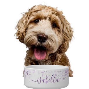 Tigela Script de nome da brilha roxa branca