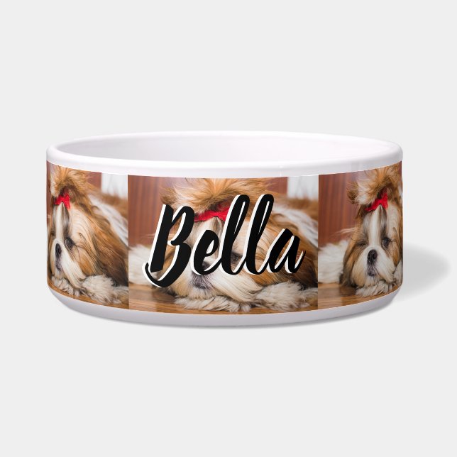 Tigela Seu nome e padrão personalizados de fotos do cacho (Frente)