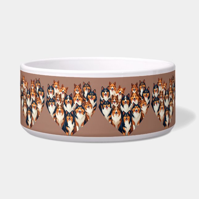 Tigela Sheltie Heart Illustration Cute Shetland Sheepdog (Frente)