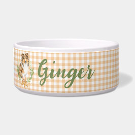 Tigela Sheltie Louro em um Galho de Louro | Personalizado