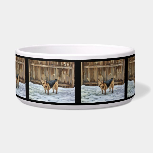 Tigela Shepheard Alemão No Meio Da Neve Pet Bowl (Frente)