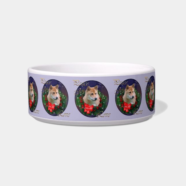 Tigela Shiba Inu Christmas Wreath (Frente)