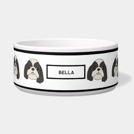 Tigela Shih Tzu - Lhasa apso - Custom Name Bowl para Cães