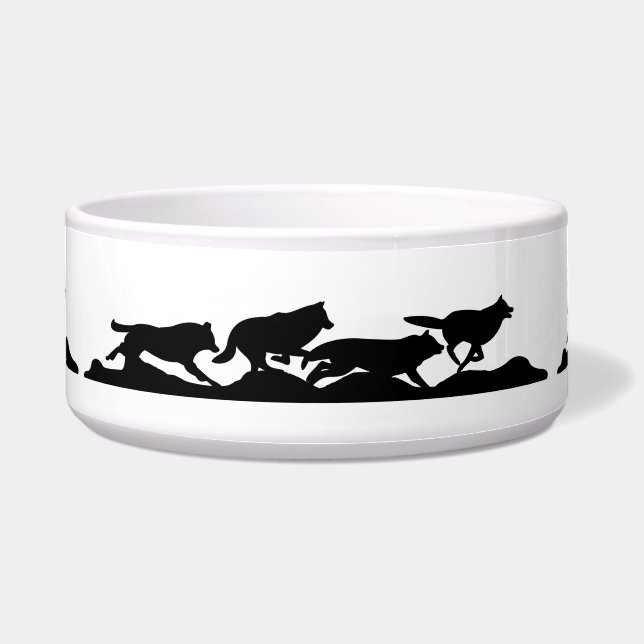 Tigela Silhouette Black Wolf Wild Correndo Com A Embalage (Frente)