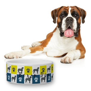 Tigela Silhueta de Cachorro e Pata Amarelo e Azul
