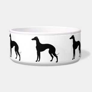 Tigela Silhuetas do galgo no animal de estimação preto 