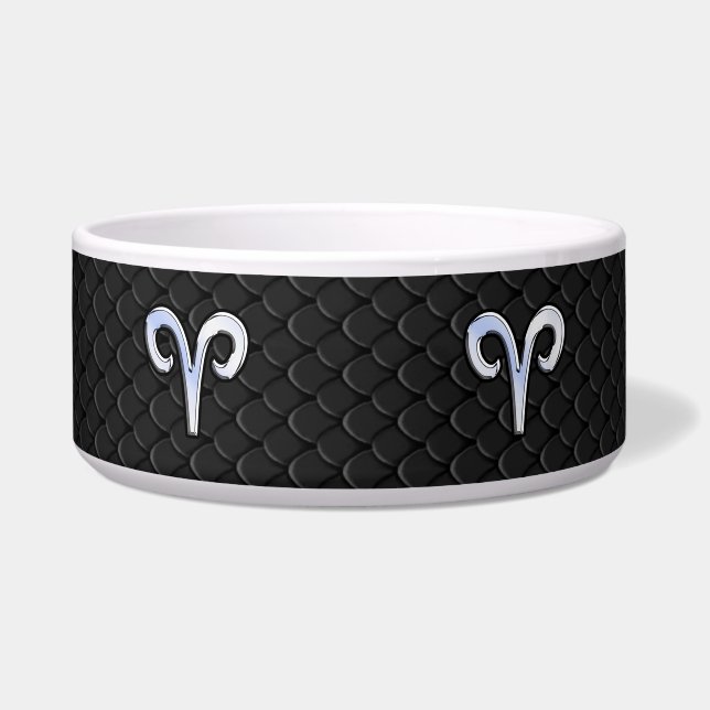 Tigela Símbolo Moderno de Cromo Como Aries Zodiac (Frente)