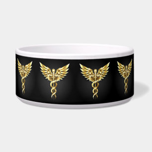 Tigela Símbolo Poligonal Dourado Caduceus