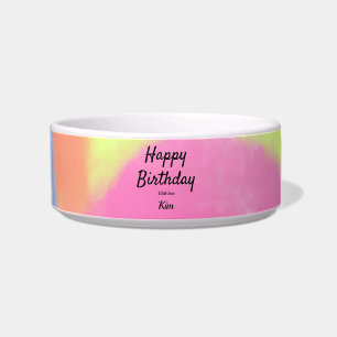 Tigela simples caligrafia feliz aniversário personalizado