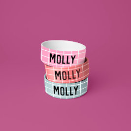 Tigela Simples Gráfico Xadrez Rosa Brilhante Moderno Femi