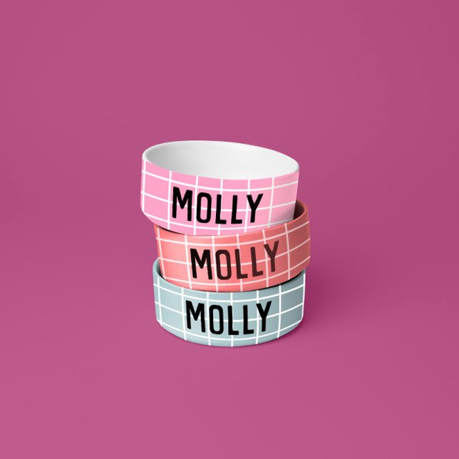 Tigela Simples Gráfico Xadrez Rosa Brilhante Moderno Femi (Criador carregado)