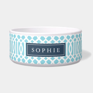 Tigela Sky Blue e Marinho Trellis Monograma