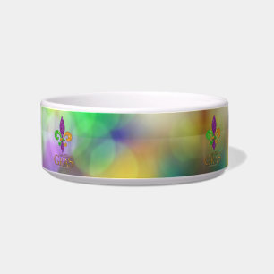 Tigela SlipperyJoe's festivo tema Mardi Gras roxo gre