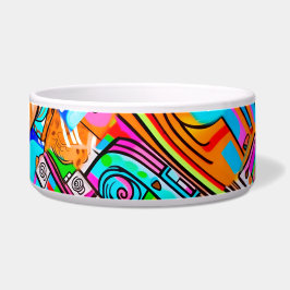 Tigela Sonhos Elétricos Laranja E Ciano — Desenho Abstrat