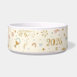 Tigela Sparkling Stars & Paw Prints New Year 2026