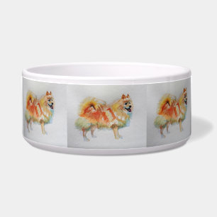 Tigela Spitz alemão Pomerânia Aquarela Pet Bowl