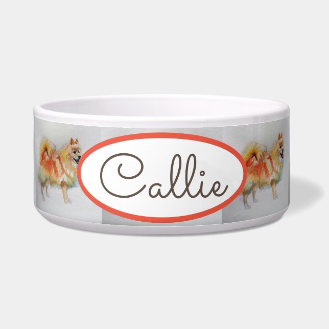 Tigela Spitz alemão Pomeranian Watercolor Dog Pet (Frente)