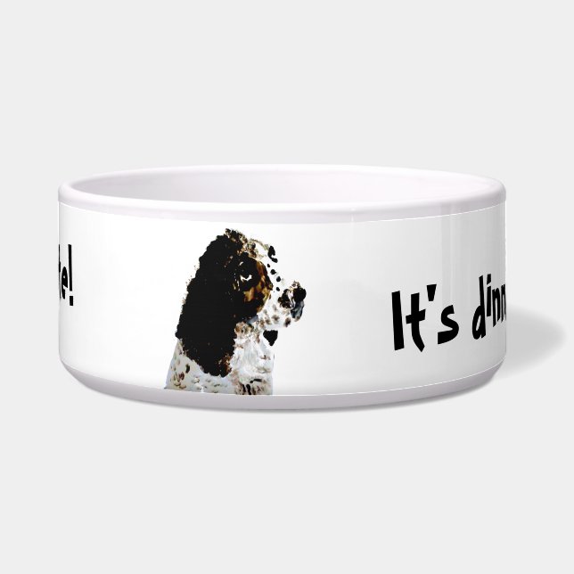 Tigela Springer Spaniel Black and White Dog Art (Frente)