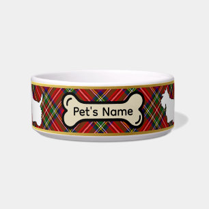 Tigela Stewart Tartan Scottie Dog Personalizado Bowl