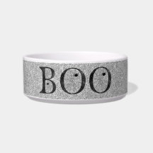 Stylish Faux Silver Glitter Boo Halloween Dog
