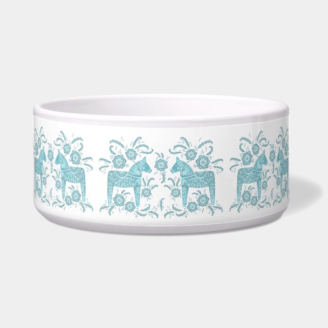 Tigela Sueco Dala Horse Teal Green e White Bowl (Frente)