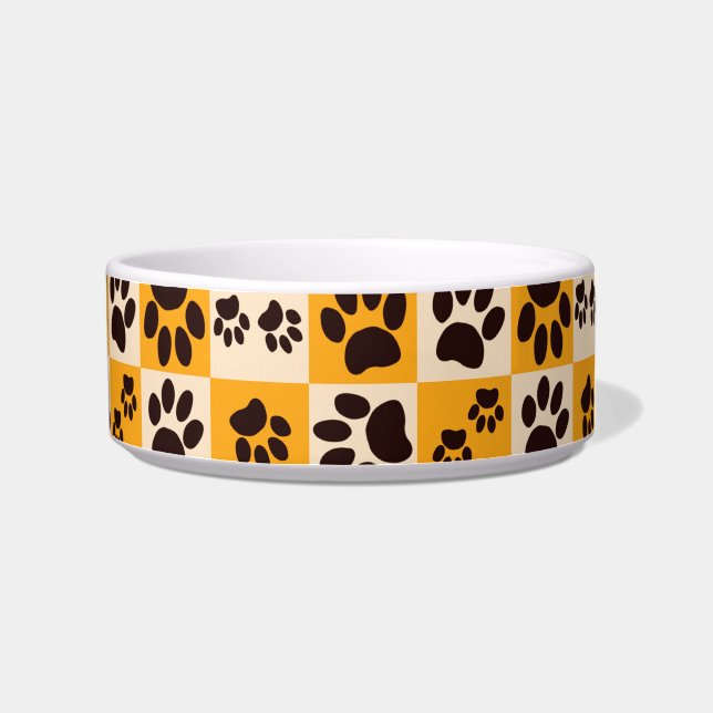 Tigela Sunny Cat Paw Print Checkerboard (Direita)