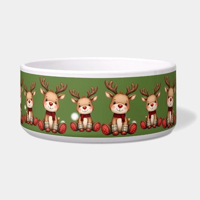 Tigela Sweet Reindeer Pair in Holiday Snowfall (Frente)