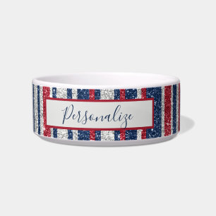 Tigela Tapete Azul-Branco Patriot Glam Stripes