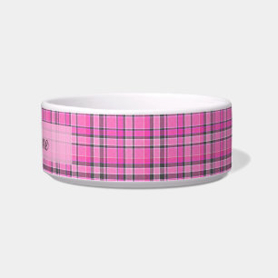 Tigela Tartan da Xadrez rosa-Cinza