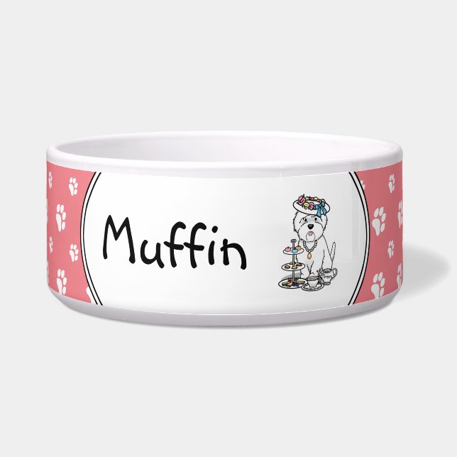 Tigela Tea Party Westie - West Highland White Terrier (Frente)