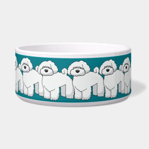 Tigela Teal de Puppia Branca Inchada