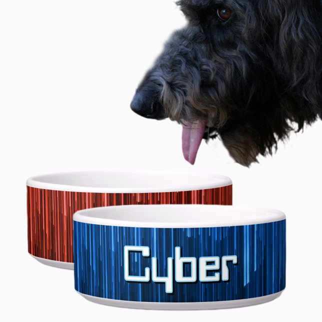 Tigela Techno Cyberspace Blue e Preto Pet Personalizado (Criador carregado)