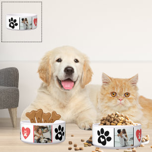 Tigela Tela de Colagem de Fotos de Cat Personalizável - V