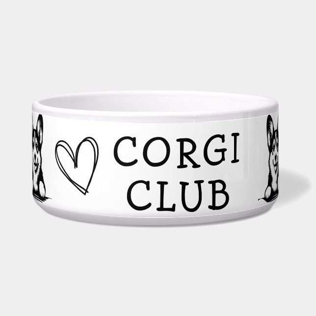Tigela Tema Corgi Preto e Branco (Frente)
