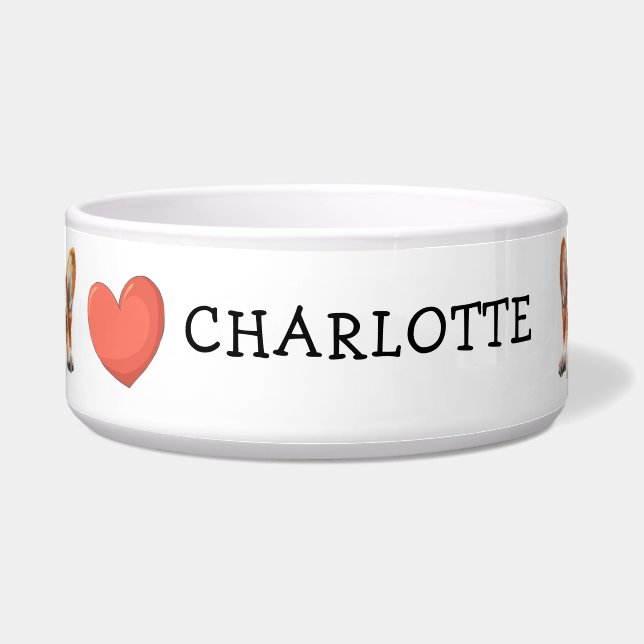 Tigela Tema personalizado do Corgi Dourado à Espera (Frente)