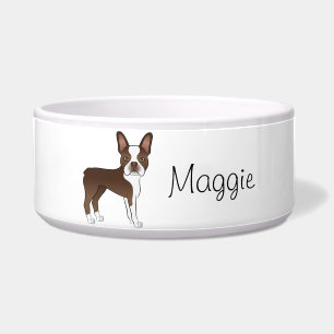 Tigela Terrier Boston Marrom Bonito Cachorro Desenho Anim