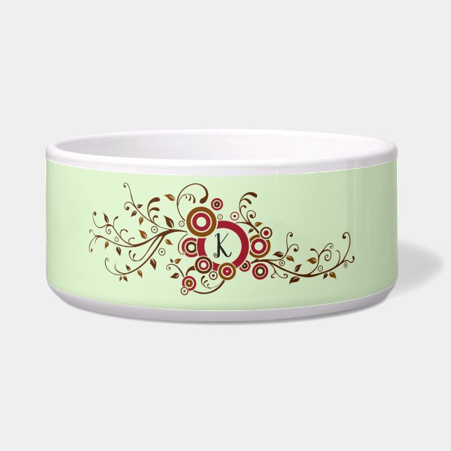 Tigela Teste padrão da hera com monograma (Frente)