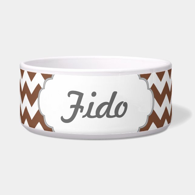 Tigela Teste padrão de ziguezague de Brown Chevron (Frente)