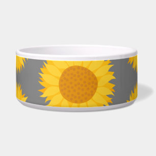Tigela Teste padrão do girassol. Amarelo e cinza