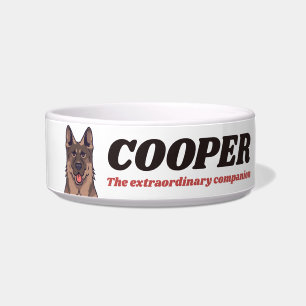 Tigela Texto personalizado do sobrevoo do German shepherd