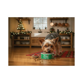 Tigela The Goodog™ Smiling Dog Silhouette Holiday Green