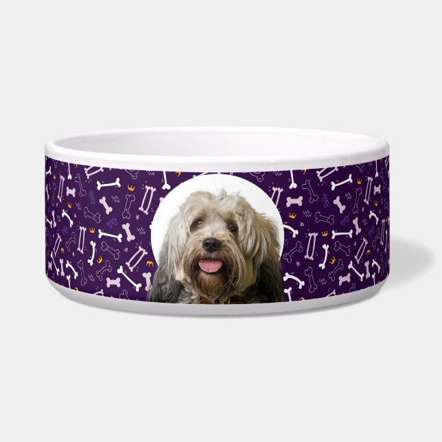Tigela Tibetano Terrier Personalizado Foto e Nome Dog Bow (Frente)