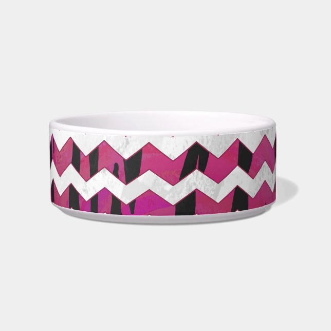Tigela Tigre Chevron, Rosa Quente e Impressão Preto (Direita)