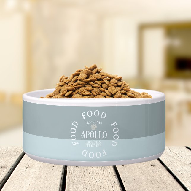 Tigela Tipografia de arco personalizado de duas cores com (Customize this fun, custom dog bowl with your pet's name! )