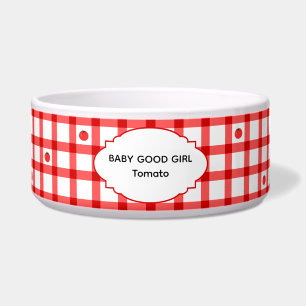 Tigela Tomates de Gingham Vermelho Fofos Bebê Boa Menina
