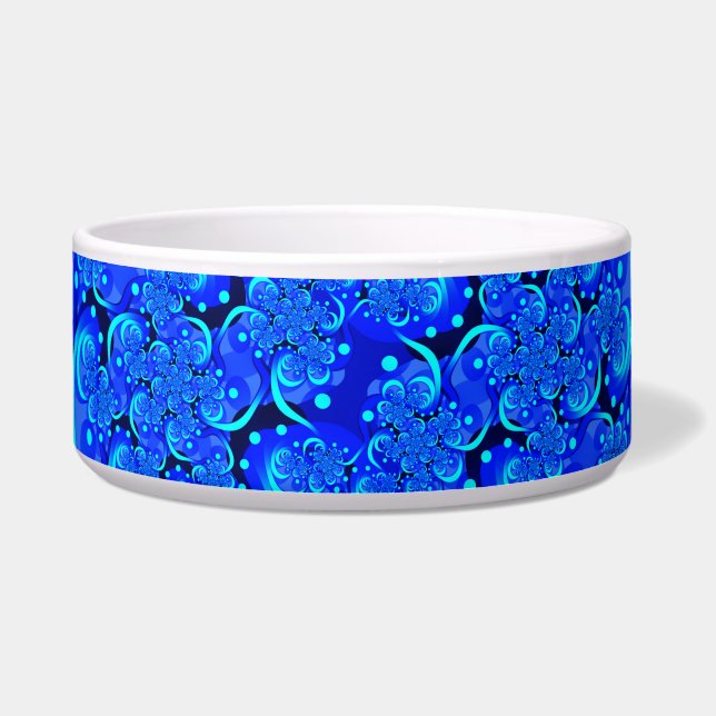Tigela Tons de Azul Arte Fractal Abstrata Moderna (Frente)